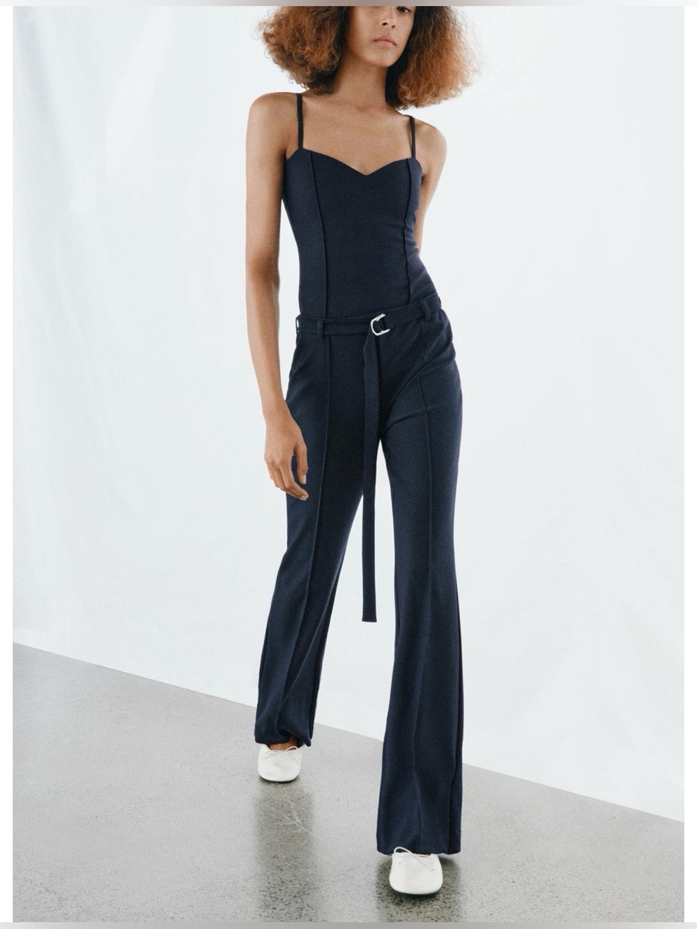 Zara navy blue blouse and pants